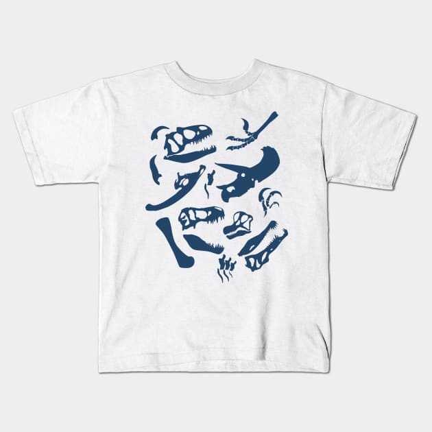 Dinosaur Bones (Blue) Kids T-Shirt by SakuraDragon